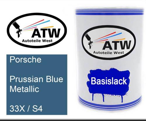 Porsche, Prussian Blue Metallic, 33X / S4: 500ml Lackdose, von ATW Autoteile West.